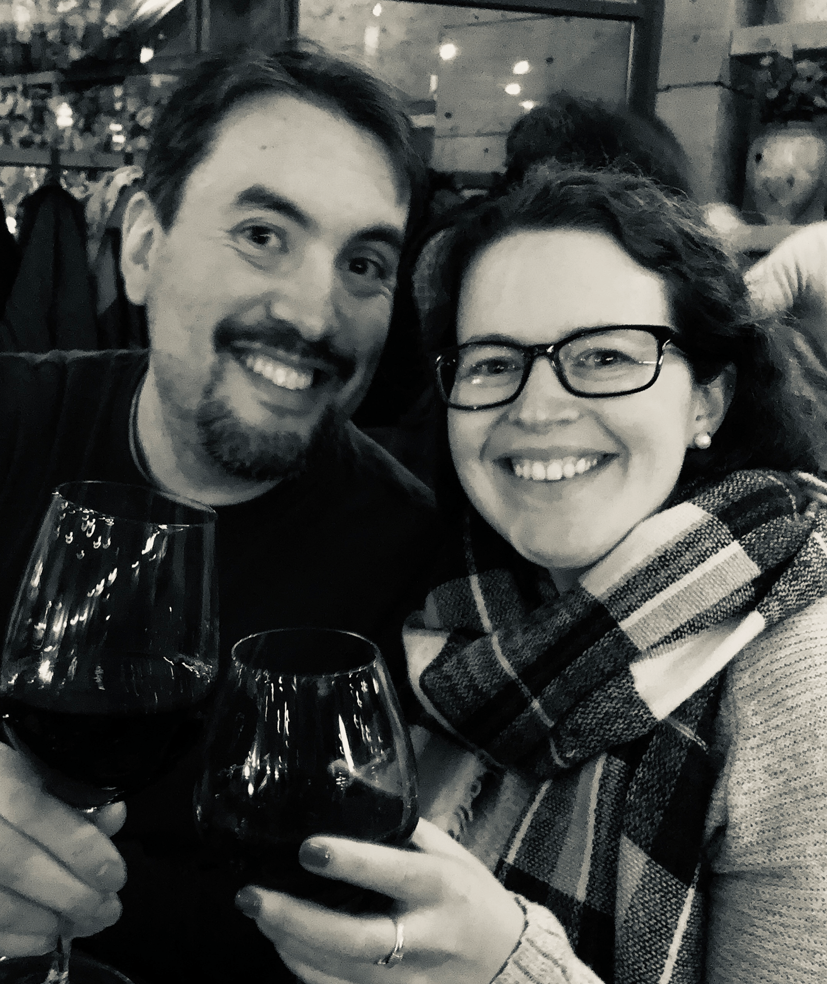 Scott and Becca at a wine bar